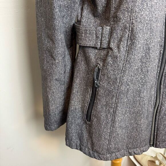 GERRY jacket | fleece lined mid length jacket | medium | gray | hoodie - Picture 3 of 13